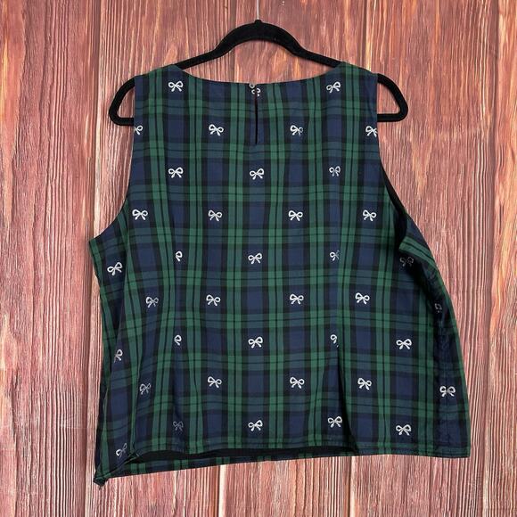 Talbots Metallic Bow Plaid Tank Top Side Zip Tartan Plaid Womens Plus Size 18 - Picture 5 of 6